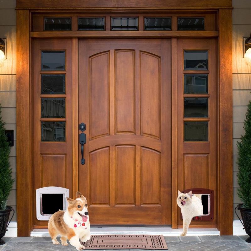 Pet Door 4 Way Locking Large Dog Cat Door Flap Install in Interior and Exterior Doors Weatherproof Pet Door for Wooden PVC Door