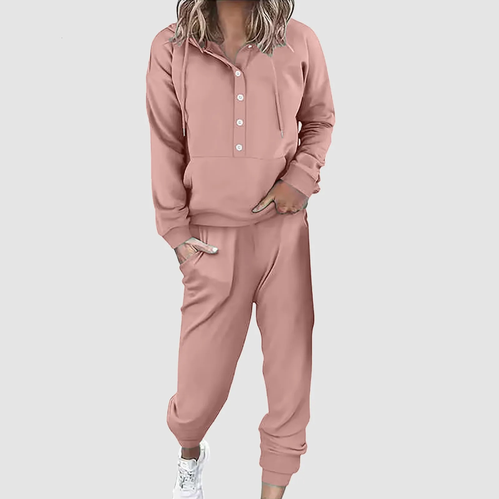 Sports and leisure elegant womens pants set long sleeved sportswear jogging hooded sweatshirt autumn warm two-piece set for s 241011