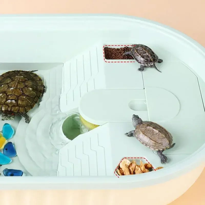 Turtle Aquarium Tortoise Tank with Lid Reptile Aquarium Tank Habitat Climbing and Sunbathing Platforms Prevent From Escaping