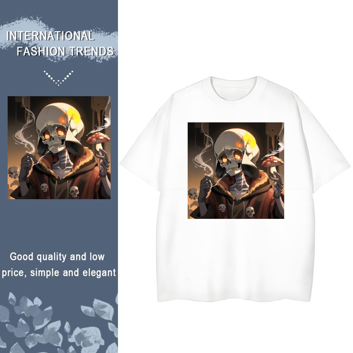 DIY Woman T Shirts 230g Pure Cotton Round Neck Short Sleeve High Street Hip Hop skull Womens Tshirts Female DIY Logo Tees Shirts