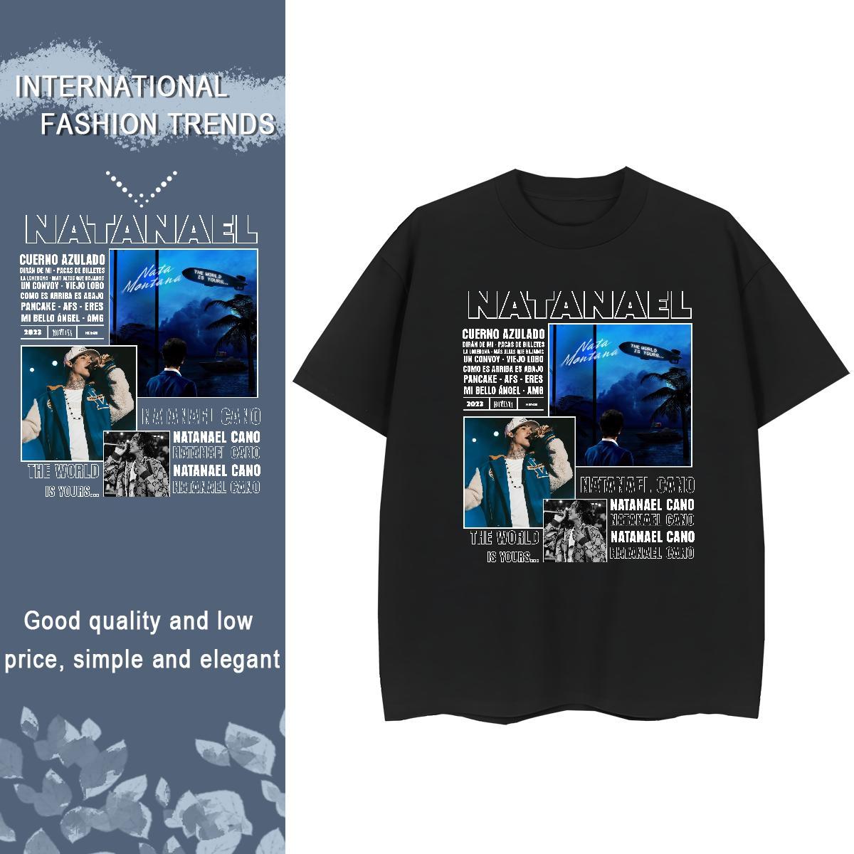 Classic Womens T Shirts 230g Cotton Breathable High Street Hip Hop NATANAEL Tshirt for Man Woman 5A Black White Tops Tees