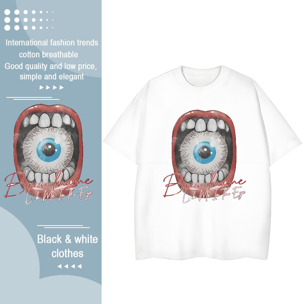 Designer Women T Shirts 230g 100% Cotton Crew Neck Hip Hop Street eyeball Women Tshirts Comfortable Cartoon Printing L-4XL Tops Shirt
