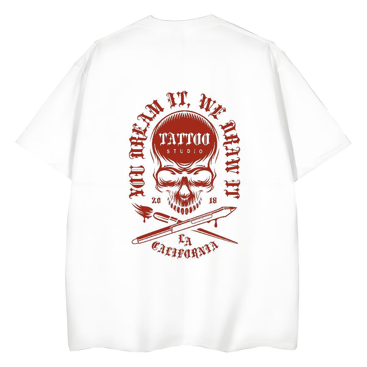 TOP Quality T-Shirts for Women 100% Cotton 230g Comfortable Street Wear skull Couples T Shirts 5A Plus Size Custom Tops Shirt