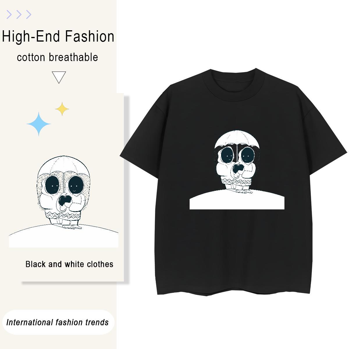 2024 Casual T Shirt For Woman 100% Cotton 230g Breathable Sports Casual skull Womens Tshirts Wholesale White Plus Size Top Tees