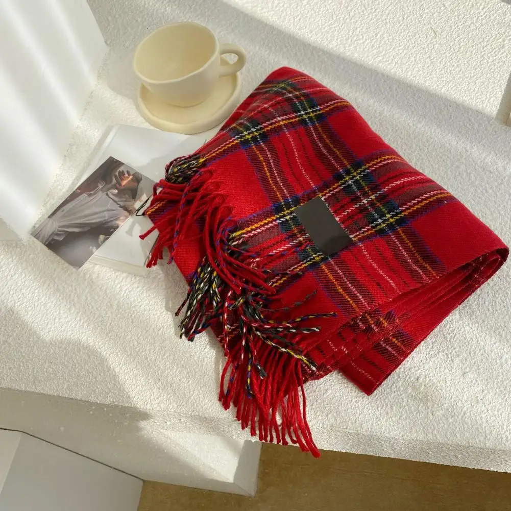 Versatile Fashion Accessory Vibrant Cozy Winter Scarf Christmas Years Red Gift Ambience Soft Thicked Warm for Women 241007