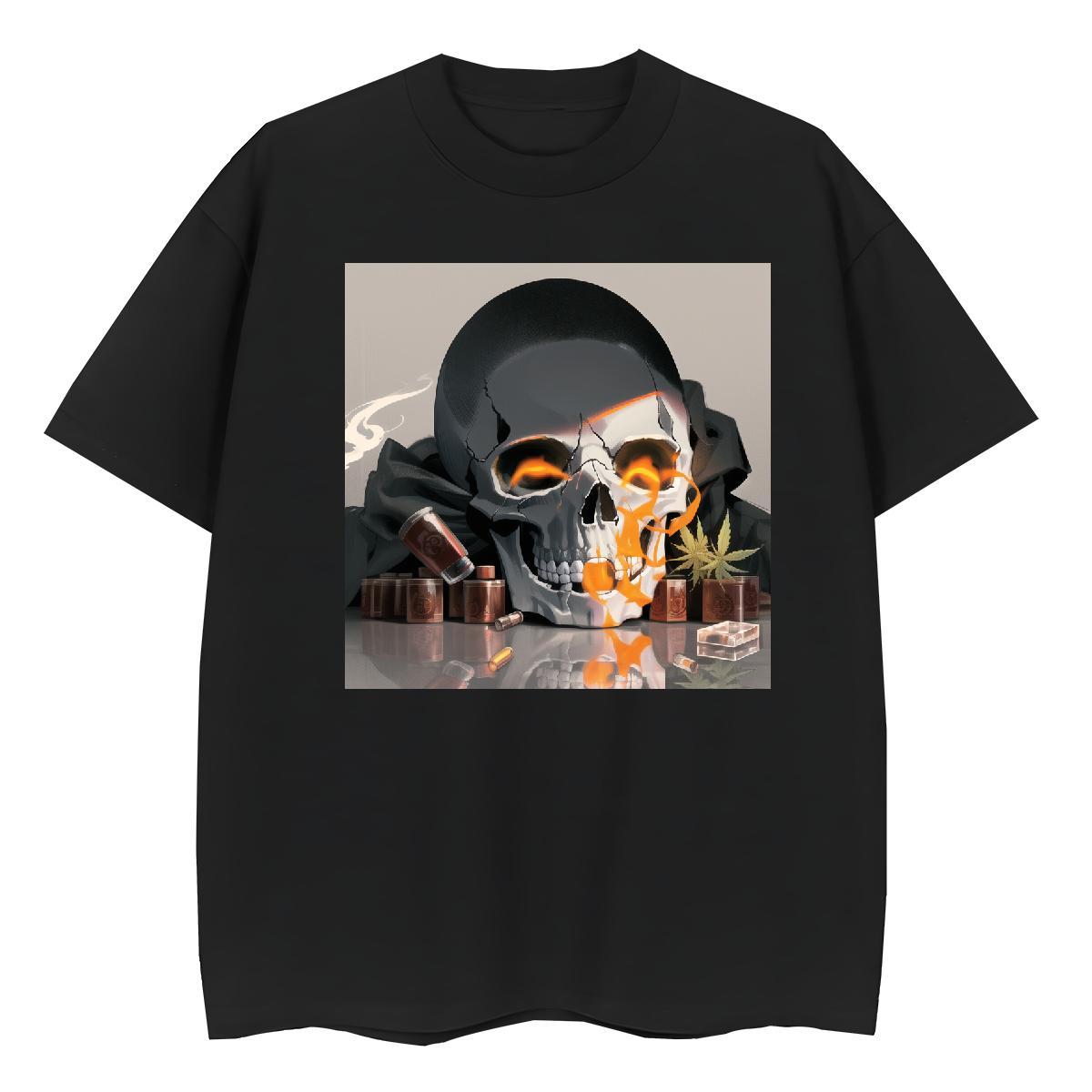 2024 DIY T Shirt For Woman 230g 100% Cotton Crew Neck Breathable Casual Beach skull Lady T shirt Designer Nice Cartoon Anime Wear
