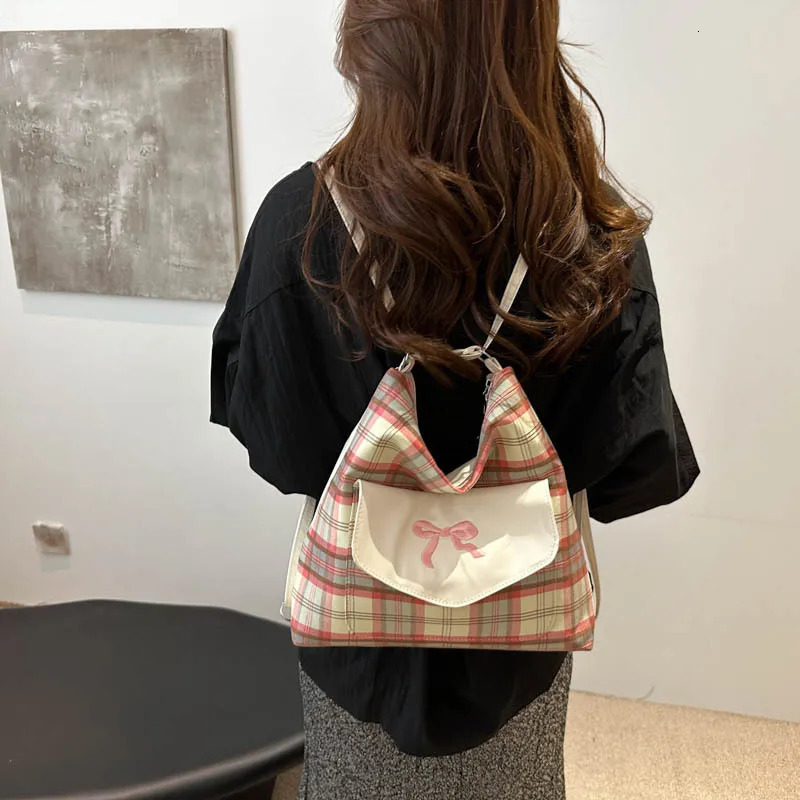 Korean fashion casual canvas bag student bag teenage messenger bag shoulder bag bow cross body bag 241008