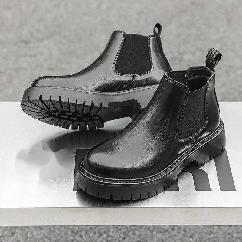 Martin Boot Large Autumn And Winter Martin Boots Mens Korean Version Chelsea Mens Boots British Style Velvet High Top Shoes Fashion Boots 240927