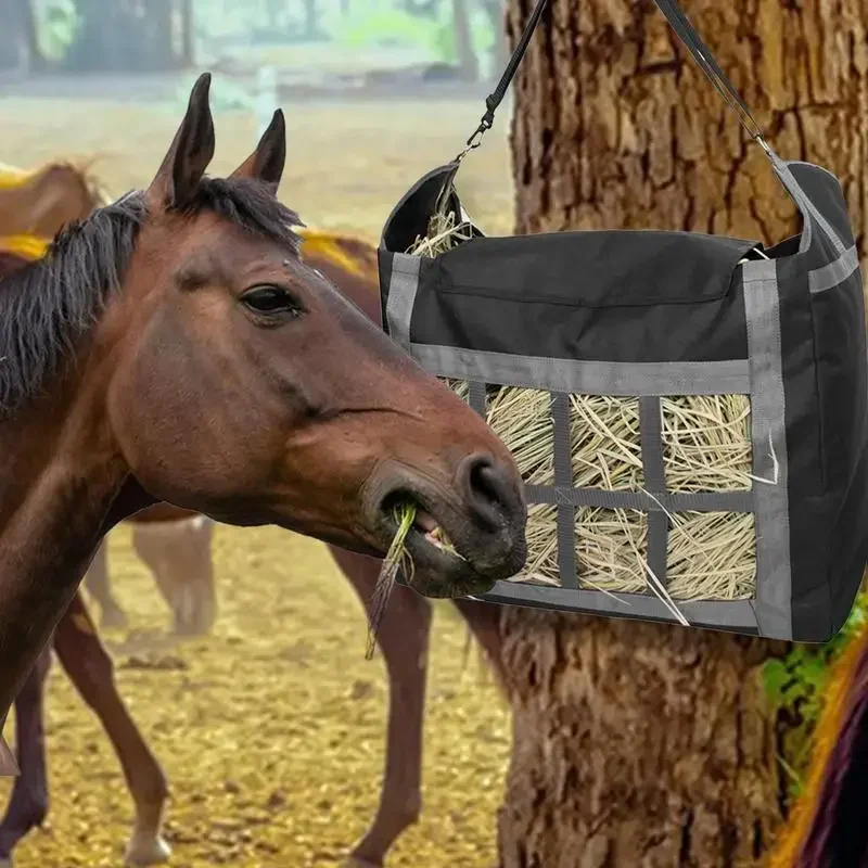 Hay Bags for Goats Hangable Feeding Bags for Horse Feed Large Capacity Tote Hay Bale Storage Slow Feed Hay Net Pet Supplies
