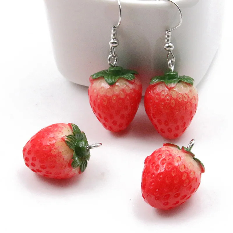 10Pcs Resin Fruit Pendants Strawberry Charms for Jewelry Making DIY Earrings Bracelet Findings 241010