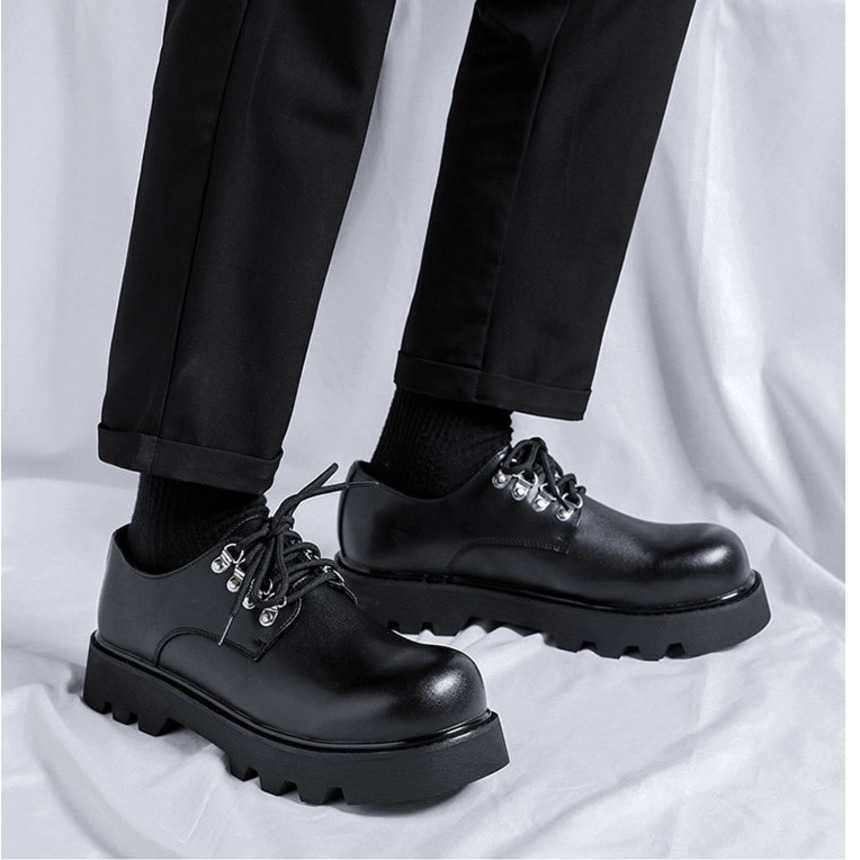 Martin Boot Mens Shoes New British Trendy Shoes Low Top Ankle Boots Spring and Autumn Hairstylist Big Head Leather Shoes Fashion Boots 240927