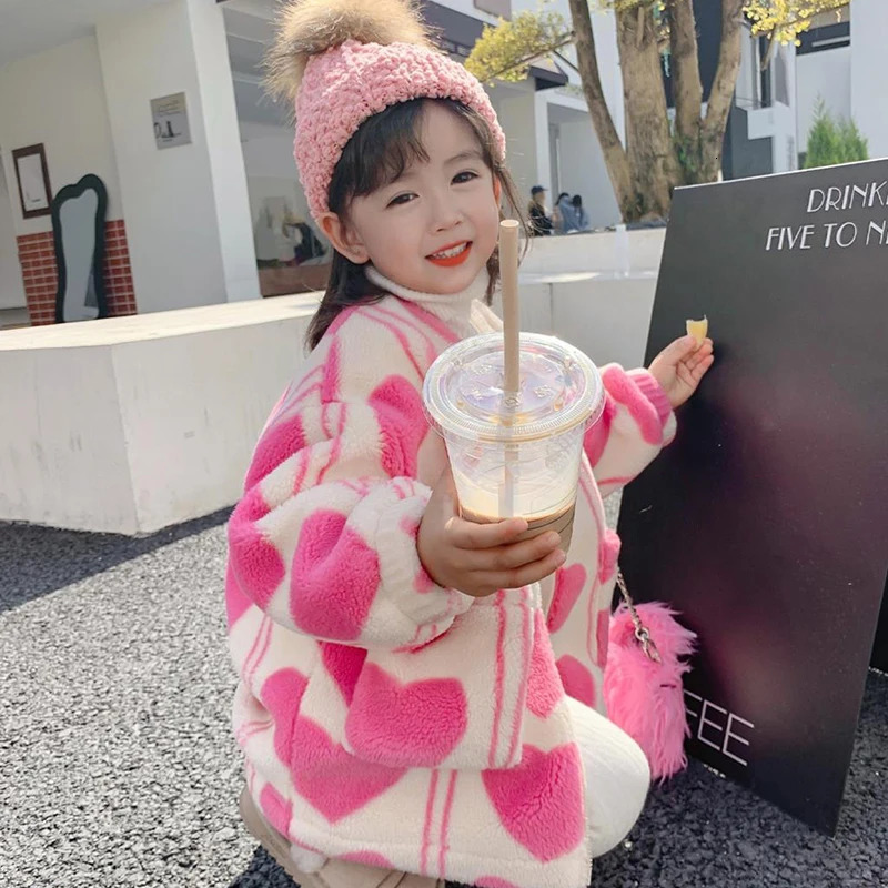 2 3 4 5 6 7 8 Years Plush Girls Jacket Autumn And Winter Keep Warm Outerwear Fashion Little Princess Christmas Coat Kids Clothes 241011