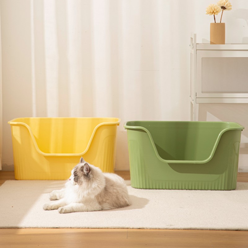 Cat Litter Pan Splash Proof Cat Litter Box Extra Large Semi-Enclosed Multi-Cat Litter Box Open Oversized Litter Pan Cat Toilets