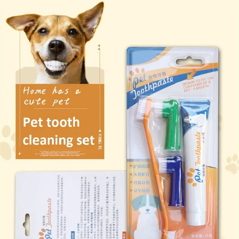 Dog Toothbrush Pet Products Supplies Pet Toothbrush Set Toothpaste Puppy Toothbrush Cat Tooth Back Up Brush Care Set Accessories