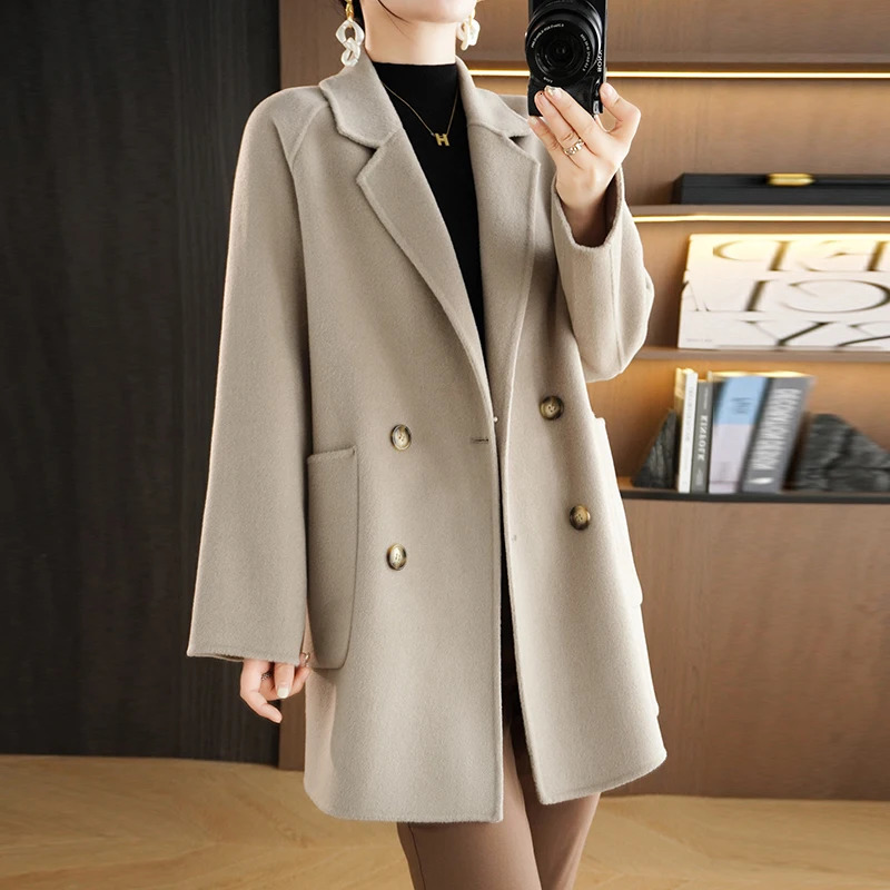 Autumn And Winter Solid Color Wool Woolen Coat For Women Single Breasted Outerwear Korean Version Top 240930