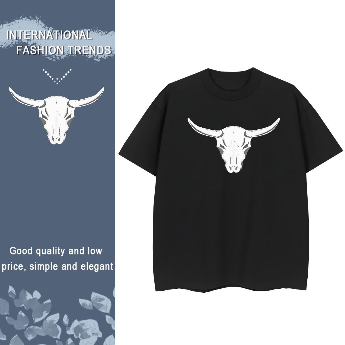 Designer T-Shirts for Women 230g Pure Cotton Crew Neck Breathable Hip Hop Street skull Tshirt for Man Woman Loose Oversized Polos