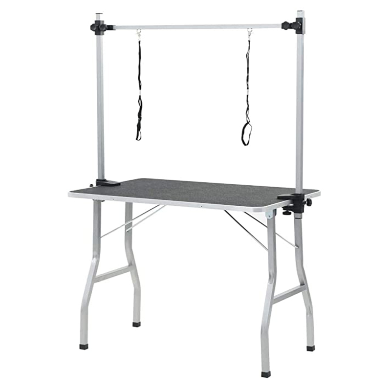Professional Grade Foldable pet grooming table with arm loop noose adjustable folding cat trimming table