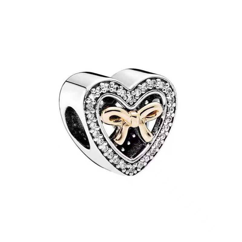 Designer S Sterling Sier Heart Dia Loose Beads Charms Women For PAN Fits 3mm Snake Chain Bracelets Birthday Christmas Gift DIY Making Jewelry B079