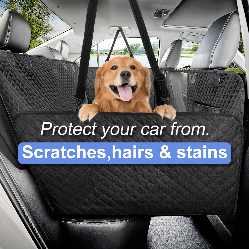 Dog Car Back Seat Extender Pet Backseat Covers with Hard Bottom Waterproof Safety Protector Hammock Carrier Mat for Dogs Travel
