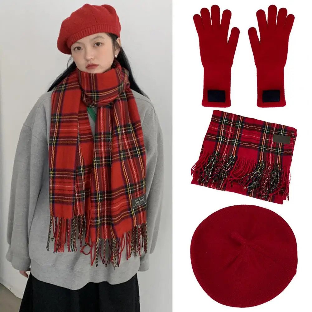 Versatile Fashion Accessory Vibrant Cozy Winter Scarf Christmas Years Red Gift Ambience Soft Thicked Warm for Women 241007