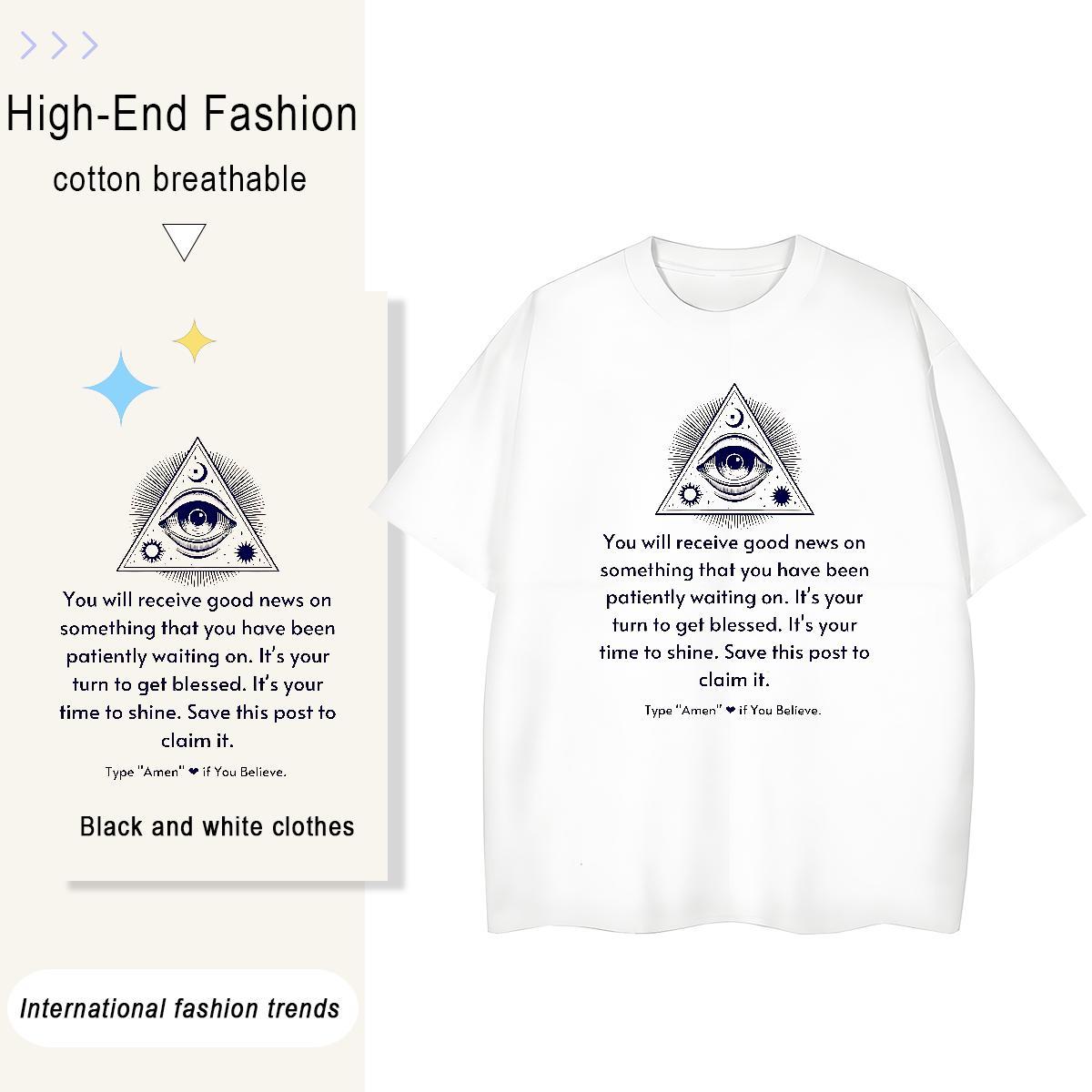 Fashion New Women T Shirts 230g Pure Cotton Breathable Short Sleeve Daily Outfit eye of the devil Lady T shirt Female Oversized Tops Tees