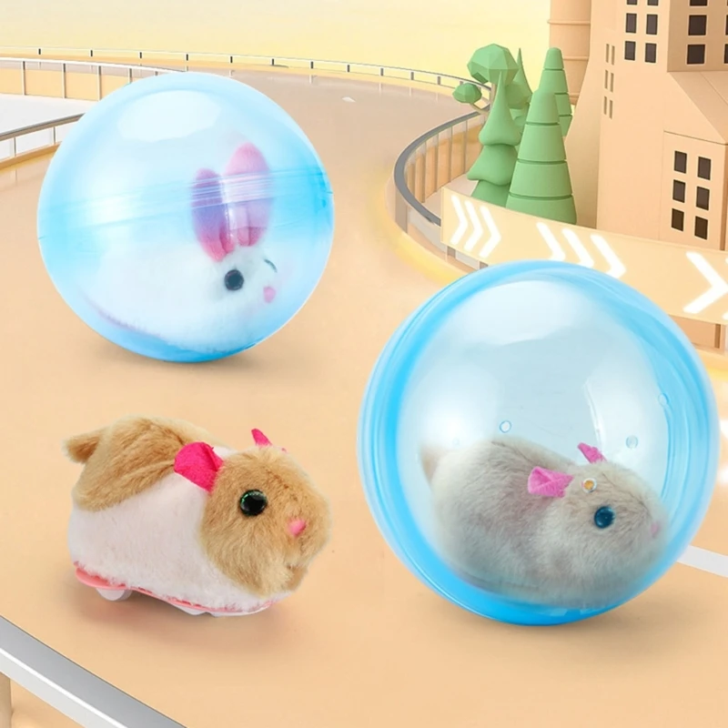 Hamster Balls Electric Toy Plush Hamster Electric Toy Scroll Walk Little Toy Animal for Children Gift Electronic Pet Toy