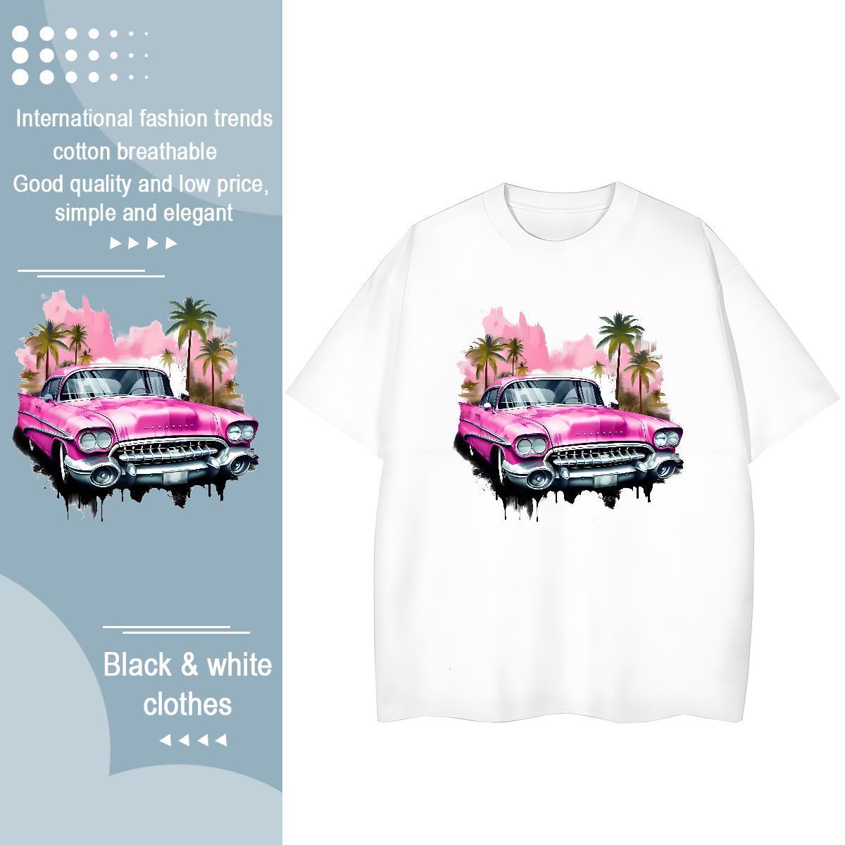 2024 Designer T shirt 230g Cotton Breathable Crew Neck Hip Hop Street car Unisex Tshirts Soft Custom Cartoon Polos