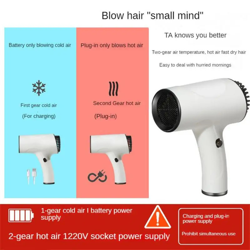 Wireless Portable Hair Dryer High Power Household Travel Speed Negative Ion Charging Dual Purpose Hair Dryer 241009