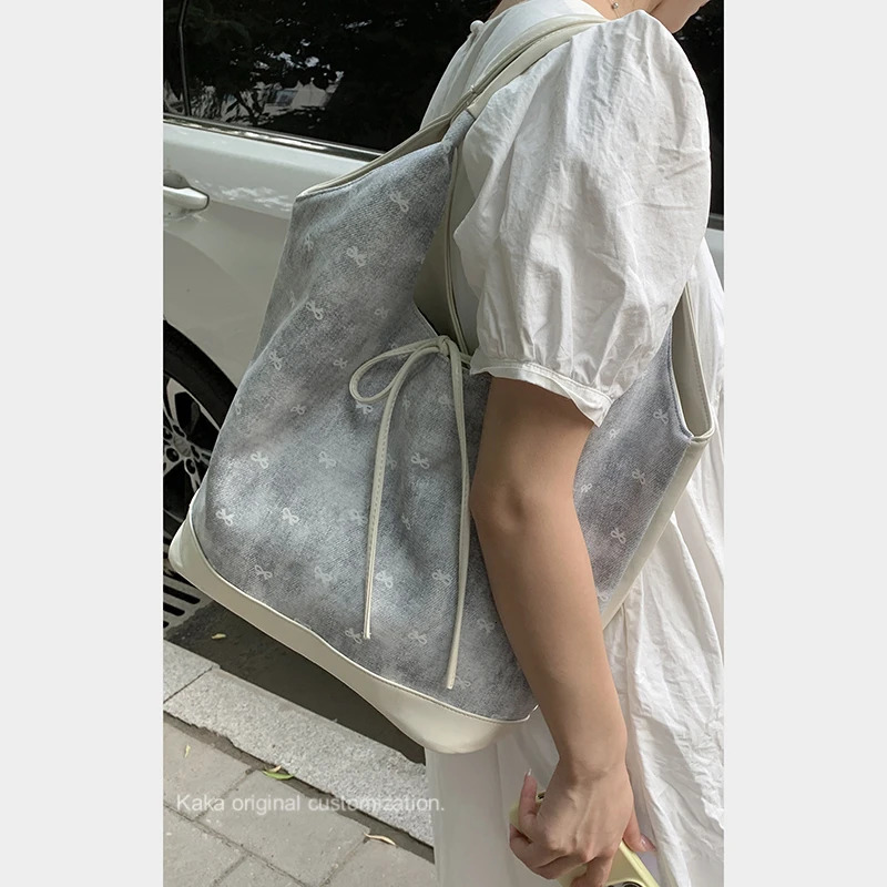 Miyagawa Korean niche womens handbag canvas shoulder Versatile Underarm bag 241008