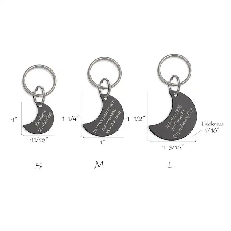 Personalized Moon Pet ID Tags Woods and Stars Dog Cat Tag Custom Name Number Dog ID Collar for Puppy Kitten Pet Accessories
