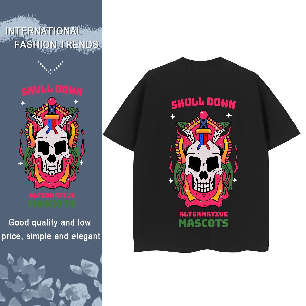 TOP Quality Women T Shirts 230g Cotton Comfortable Casual skull Couples T Shirts Free Shipping Plus Size Custom Wear