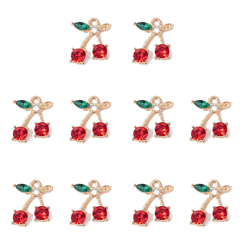 Peixin 10PcsSet Charming Colorful Crystal Cherry Pendant Fruit Dangle Jewelry Accessories DIY Earrings Making Supplies 241010