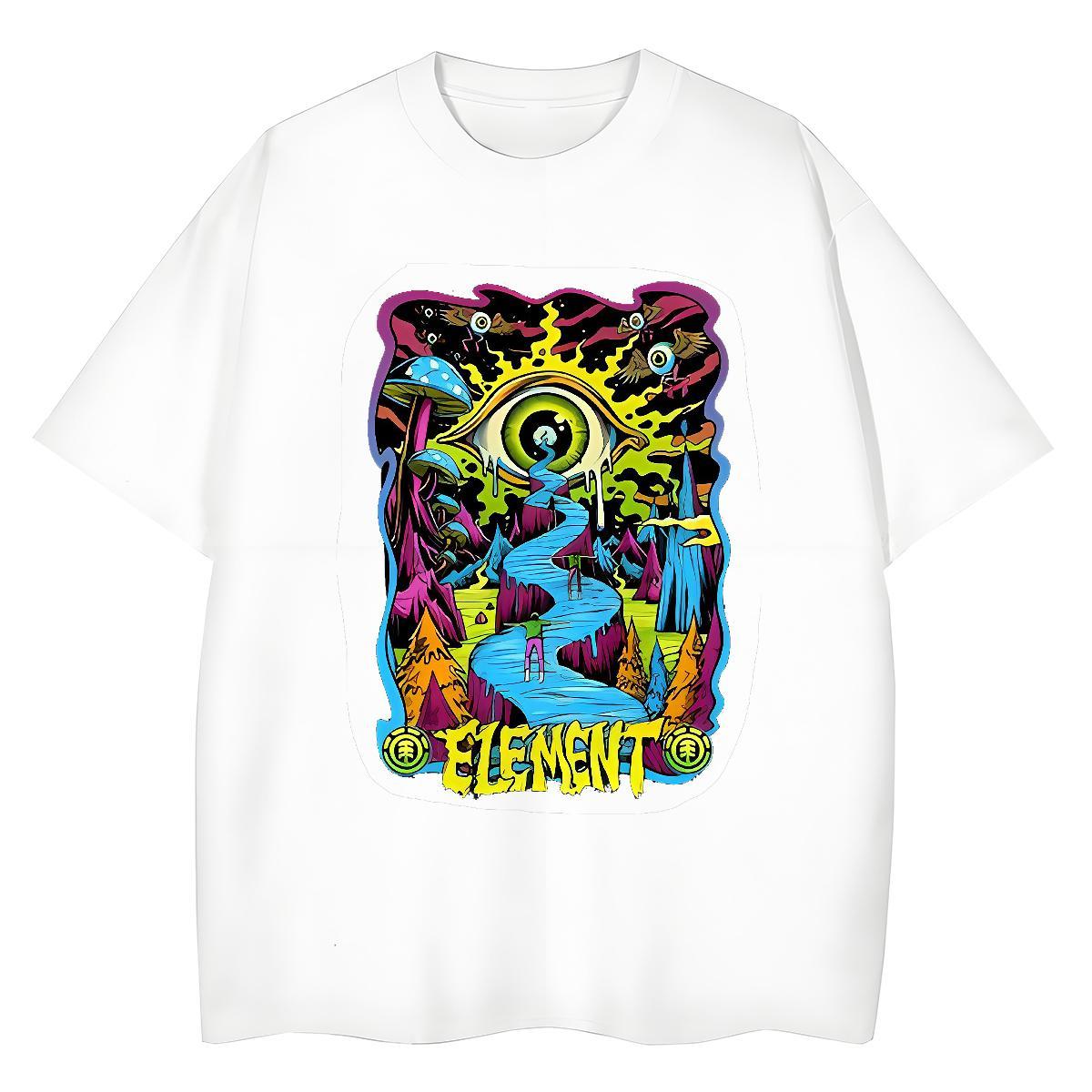 Custom T Shirt For Woman 100% Cotton 230g Round Neck Short Sleeve Street Casual eyes Couples T Shirts Wholesale Custom Cartoon Tees