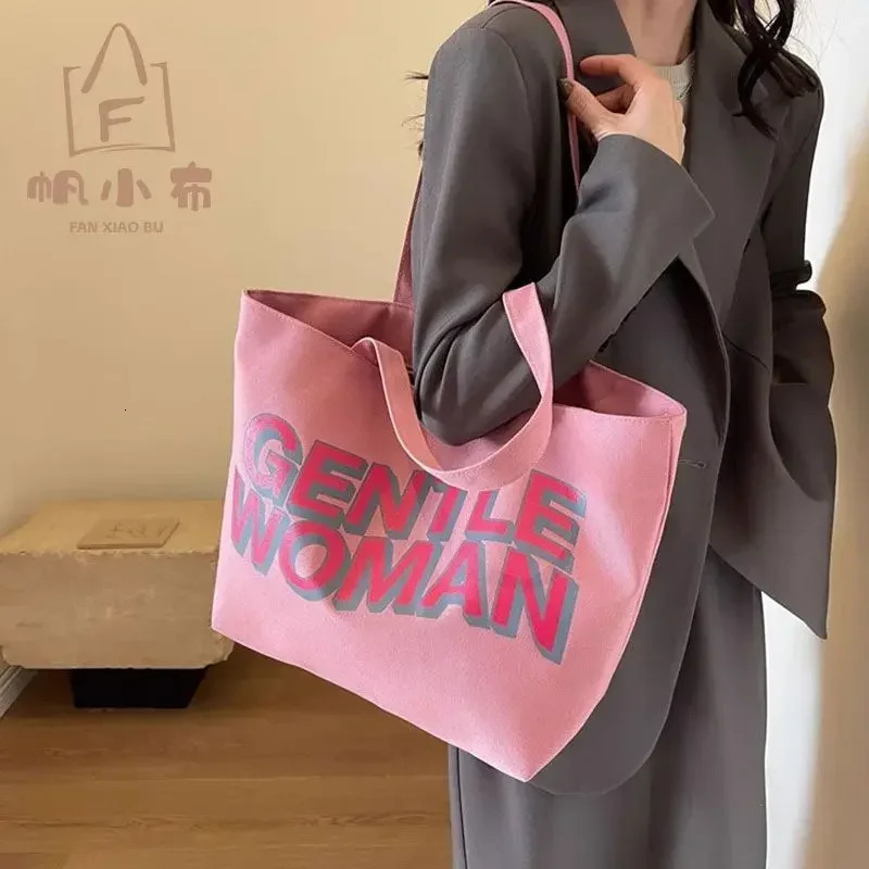 Japan Sail Fabric Womens Large Capacity Handbag Fully Matching Fashion Letter Canvas Business Shoulder Bag 241008