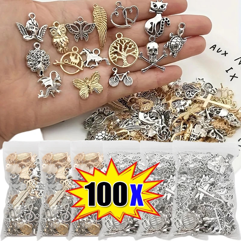 100pcs Tibetan Silver Mixed Pendant Animals Charms Beads for Jewelry Making Bracelet Earrings Necklace DIY Craft Art y241010