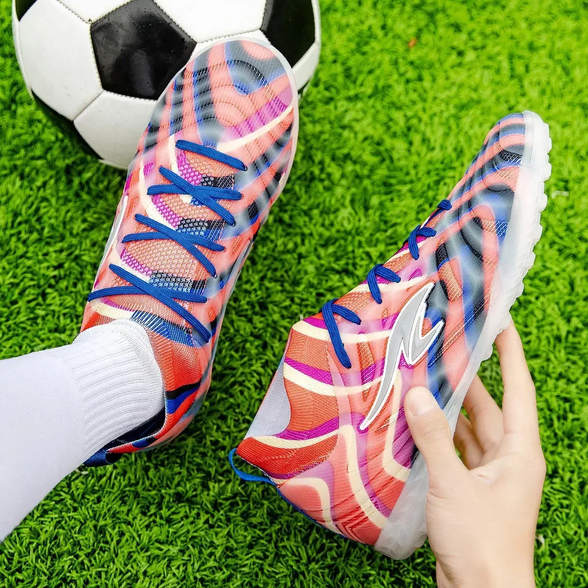 Outdoor Grass Men's and Women's Adult Training Game Football Shoes Youth College Sports Sneakers Comfortable Non-slip TF/AG