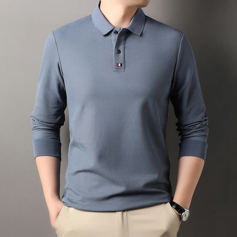 High end mens polo shirt long sleeved fashion embroidered craft top 100 cotton 2024 Spring and Autumn Tshirt 241011