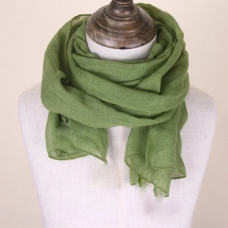 Korean solid color Voile childrens scarf winter neck guard scarf 50x140cm boys and girls cotton linen warm shawl B06 241007