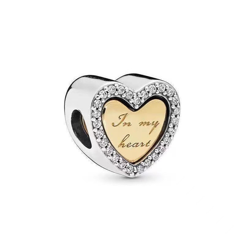 Designer S Sterling Sier Heart Dia Loose Beads Charms Women For PAN Fits 3mm Snake Chain Bracelets Birthday Christmas Gift DIY Making Jewelry B079