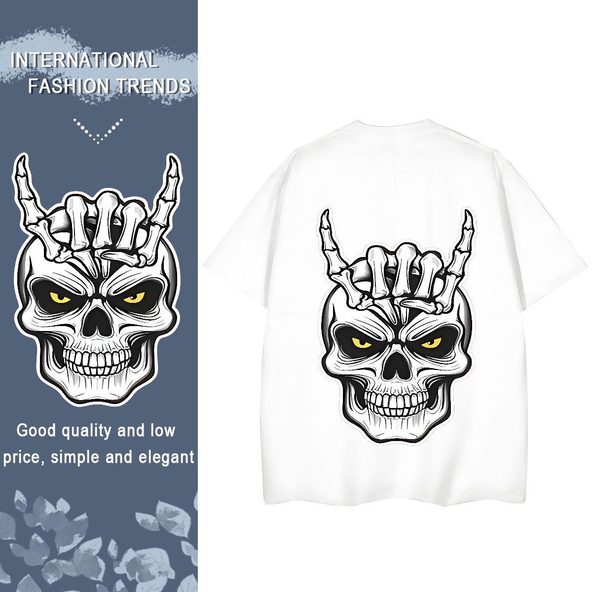 TOP Quality T shirt 230g Pure Cotton Breathable Soft Outdoor skull Tshirt for Man Woman Unisex Anime Oversized Top Shirts
