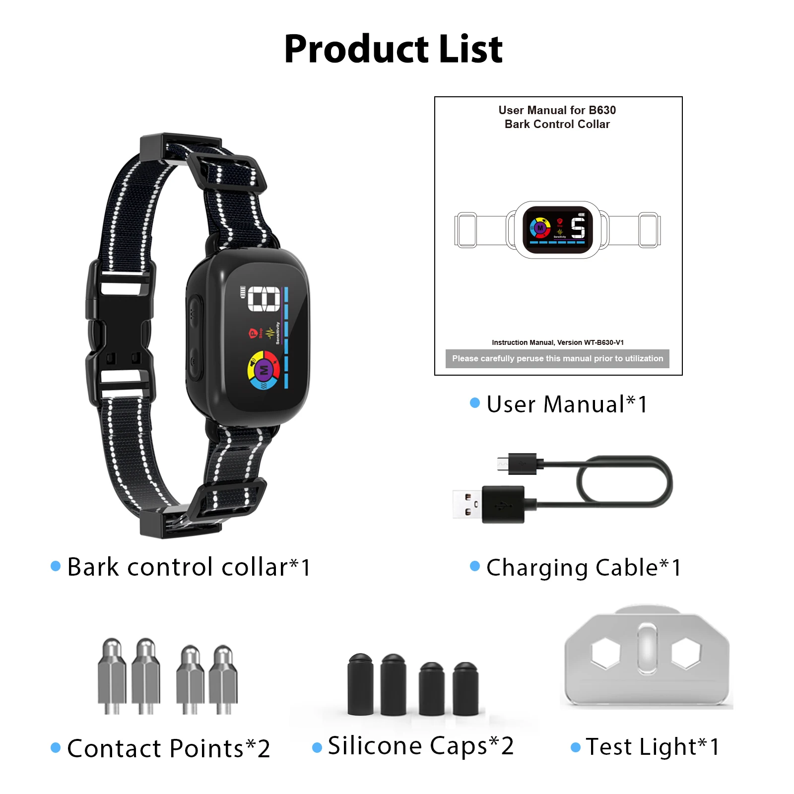 Dog AntiBarking Electric Ultrasonic Dogs Stop Barking Vibration Collar Automatic Collar Dog Training Collars for Stubborn Dogs