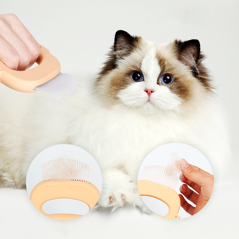 Cute Cat Shell Comb Soft Bent Needle Cat Head Shape Cat Floating Hair Comb Plastic Cat Hair Removal Needle Comb Pet Supplies