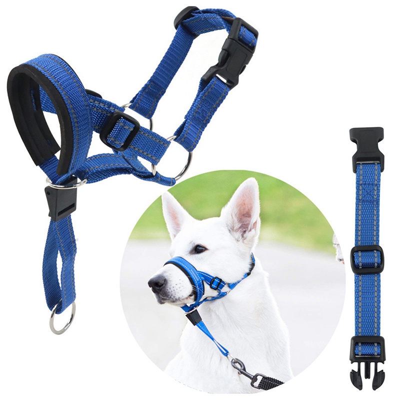 Dog Mouth Muzzles Anti Bark Dog Collar Breathable Dog Training Tool Nylon Muzzle Set With Reflective Strips