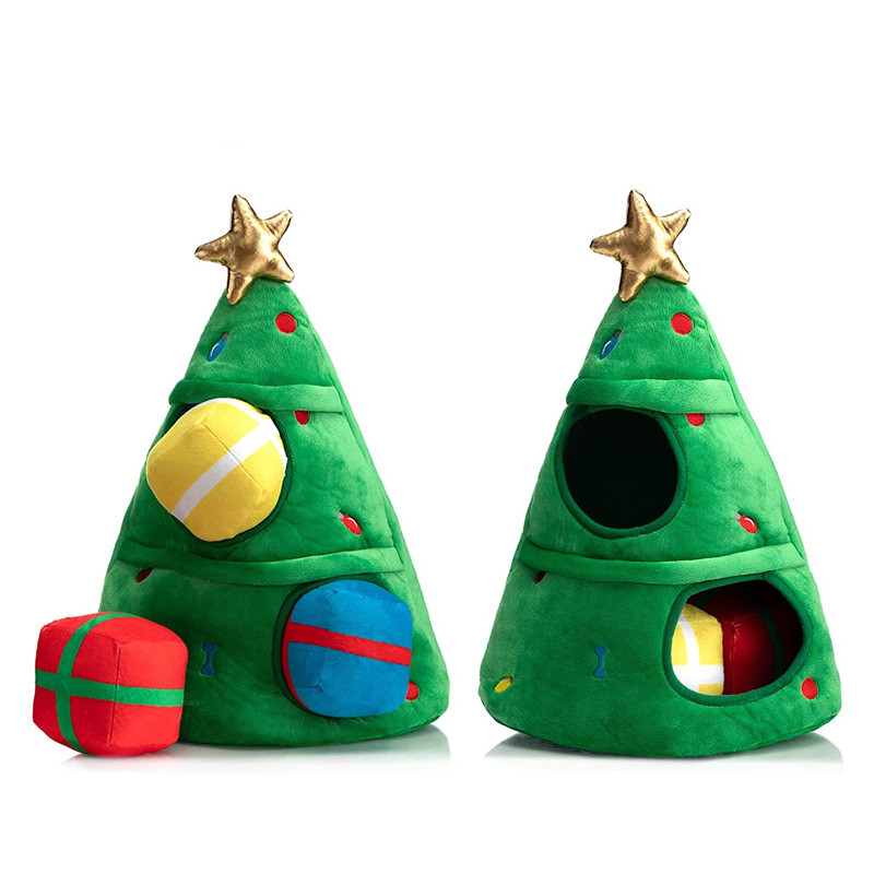 2022 New products christmas tree pet toy rubber latex toy eco-friendly squeaky xmas dog toy
