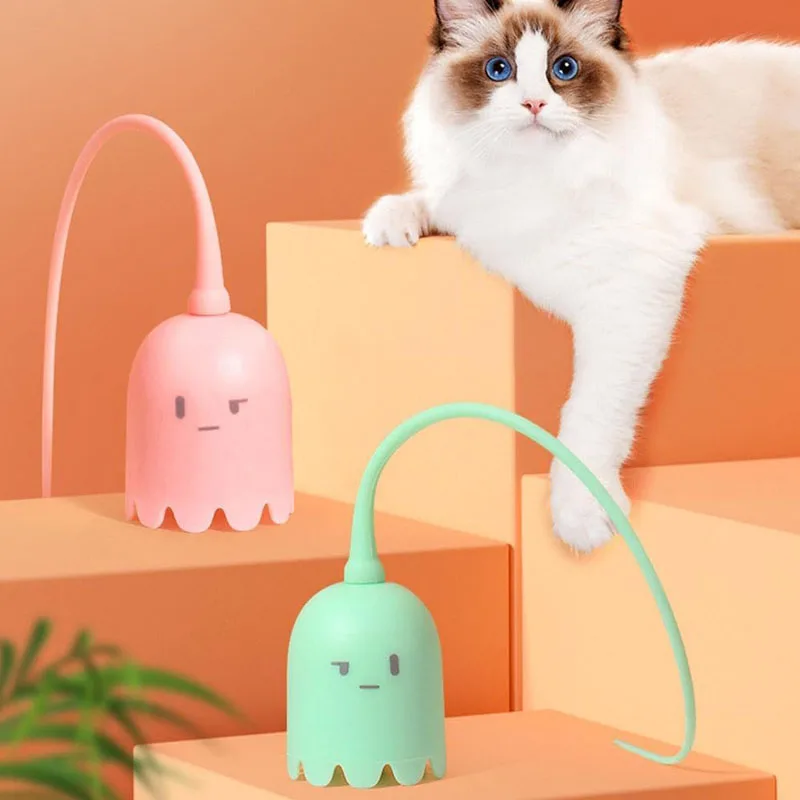 USB Electric Intelligent Rolling Ball Toy Cats Pet Silicone Automatic Rotate Mouse Tail Kitten Teaser Stick Interactive Cat Toys
