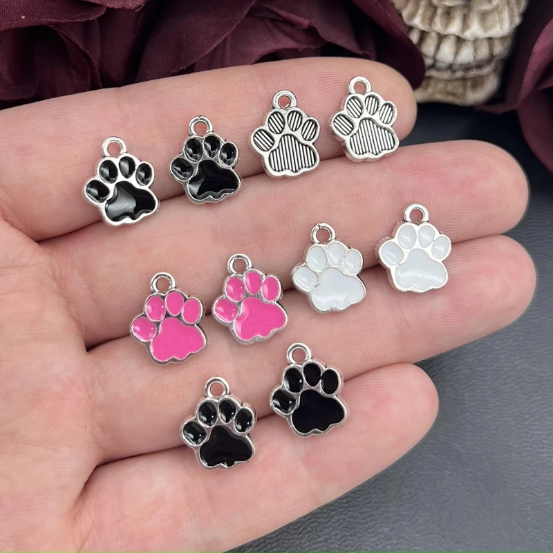15pcs 1512mm 4 Color Dog Paw Print Charms for Jewelry Making Enamel Footprint DIY Earrings Pendants Necklaces Findings 241010