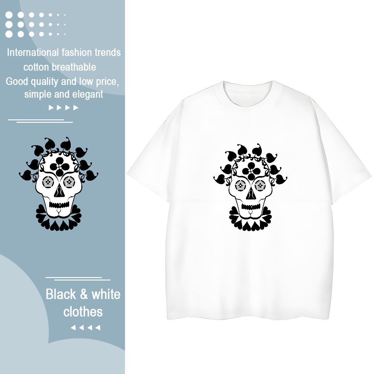 Designer Womens T Shirts 100% Cotton 230g Breathable Short Sleeve Street skull Women Tees Nice Custom Print Plus Size Clothings