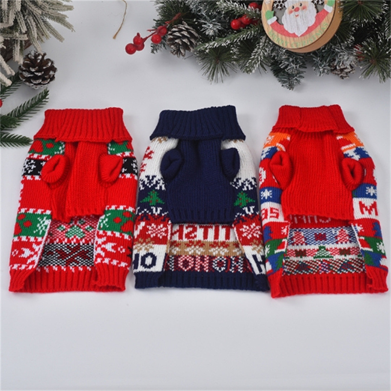 Dog Sweaters for Winter Soft Thickening Warm Pup Shirt Christmas Turtleneck Sweaters Small Medium Puppy Double Knitting Collar