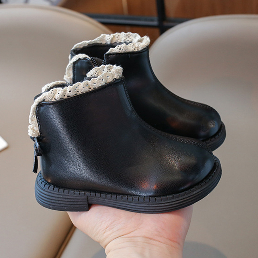 Girls Ankle Boots with Back Bow knot Kids Short Boots Soft Sole 2024 New Cutefeet Girl Princess Leather Boots with Side Zip Sizes 21-35