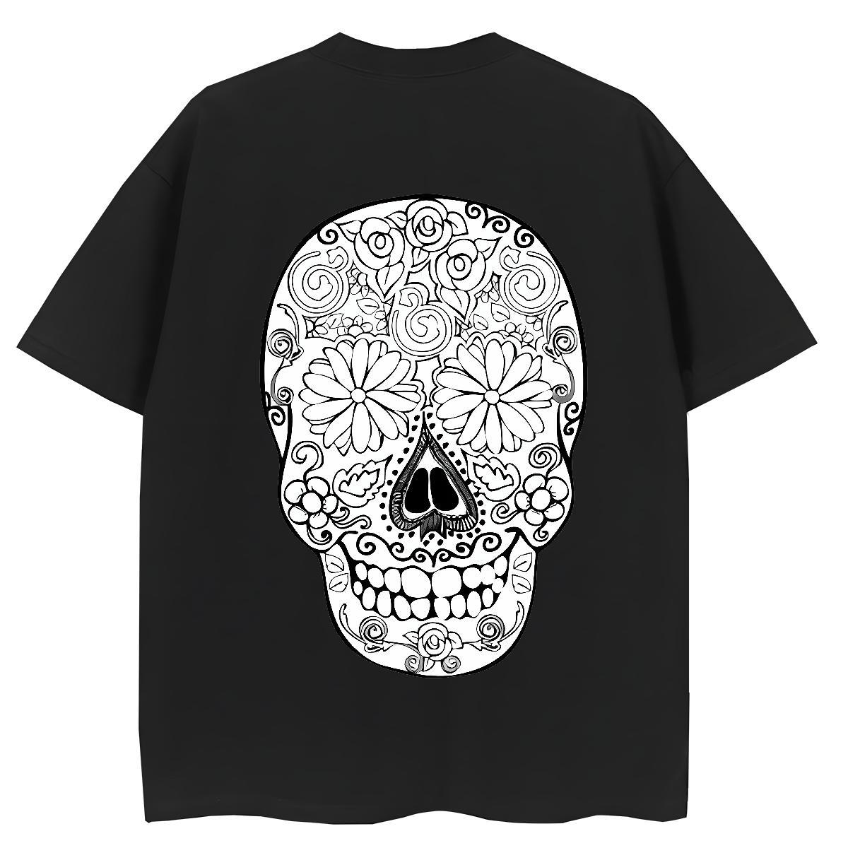 Fashion Casual T Shirt For Woman 230g 100% Cotton Breathable Soft Street skull Women Tees Comfortable Black White Clothes